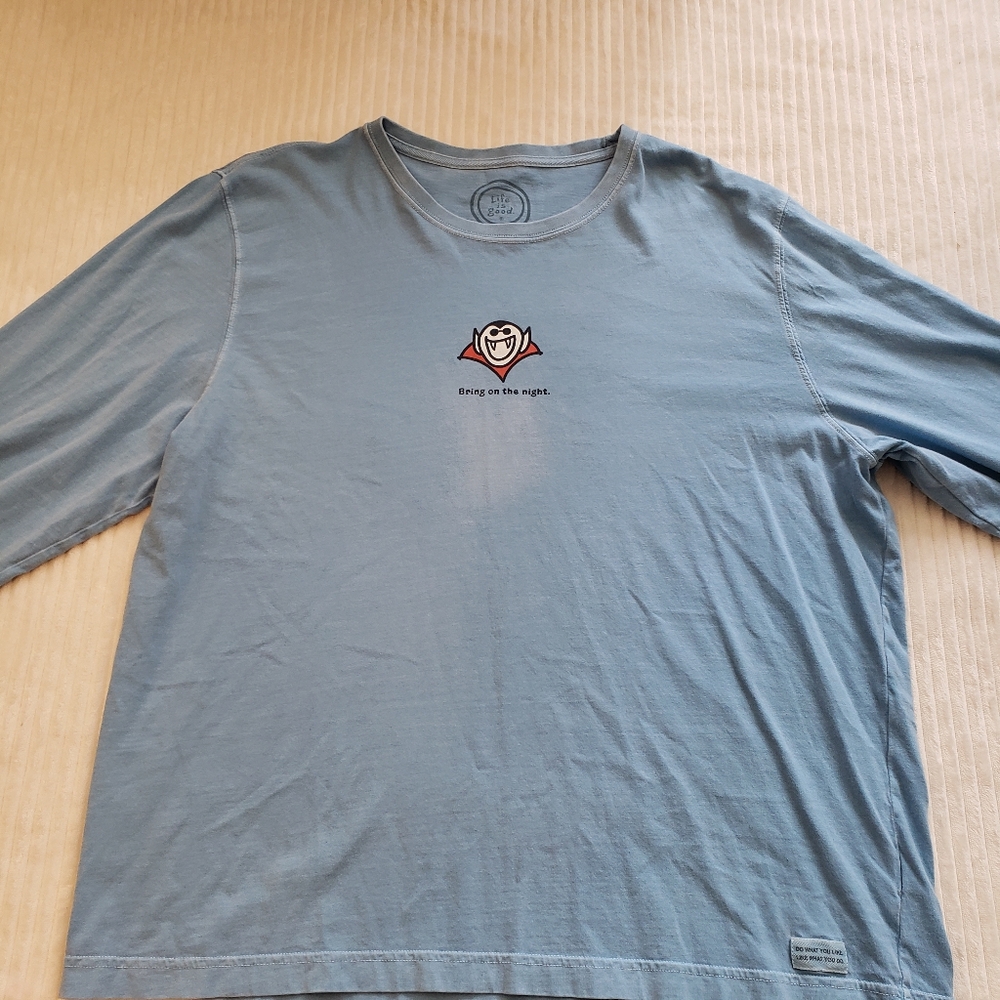 Life Is Good Women Blue Halloweern Vampire Long Sleeve T Shirt XL